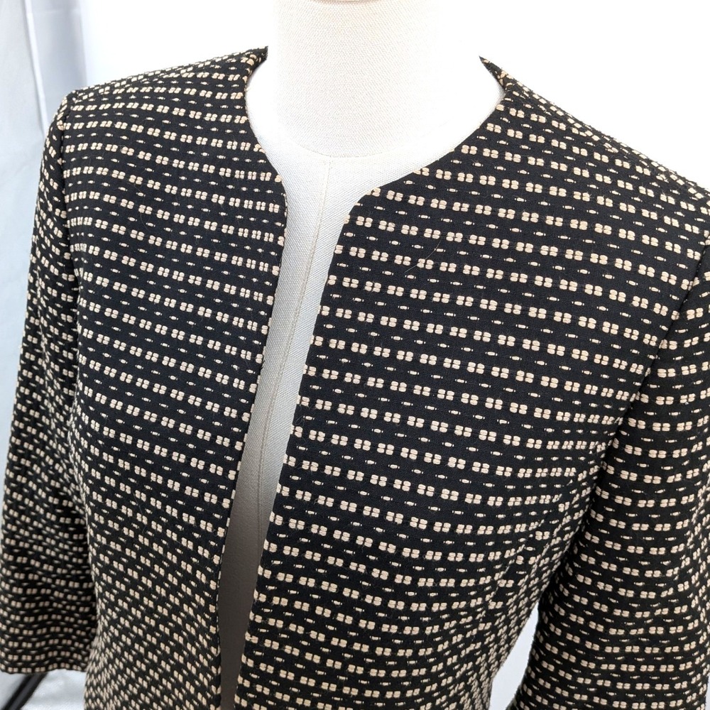Anne Klein Textured‎ Embroidered Blazer Brown Khaki Career Jacket Size 8 - Picture 6 of 11
